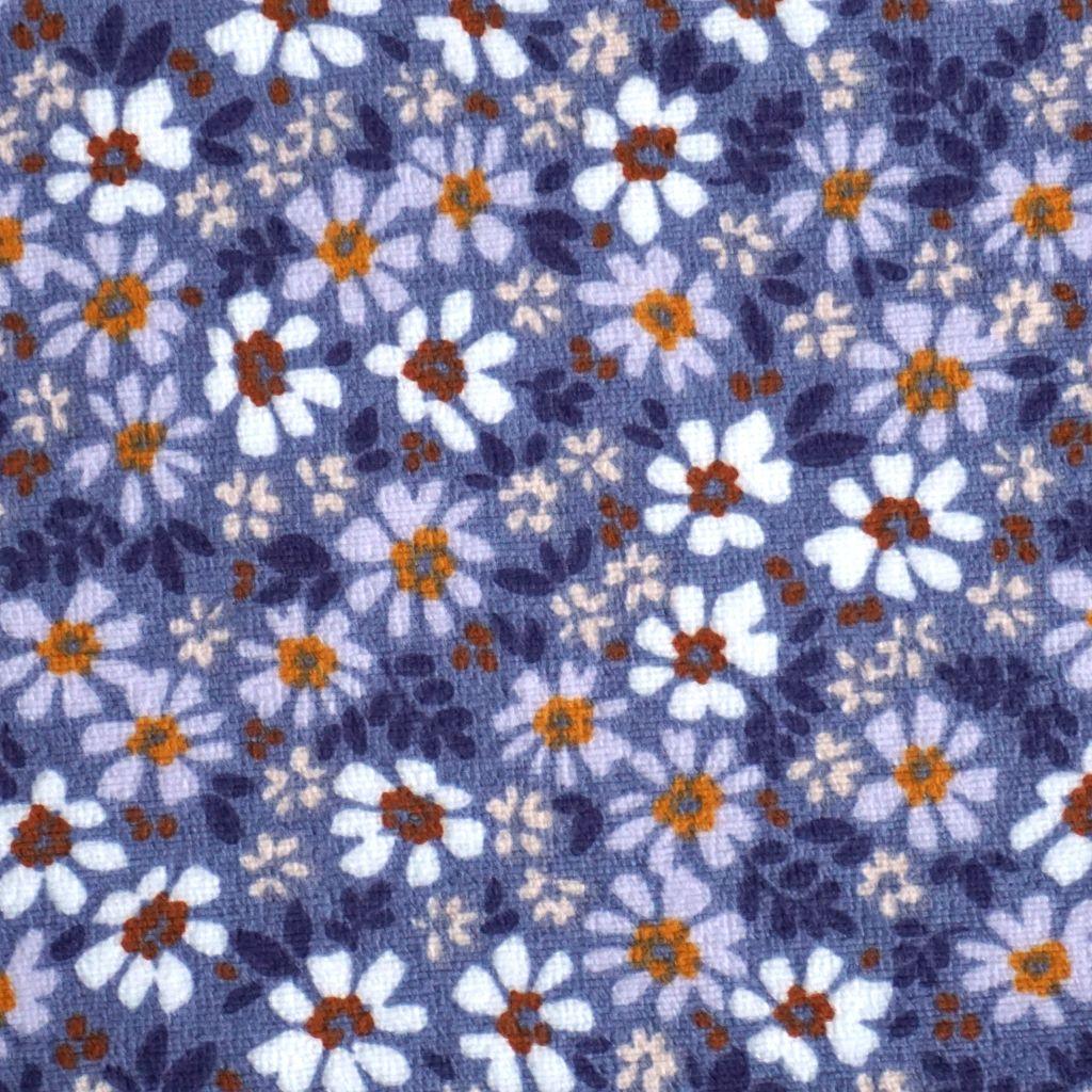 Nickistoff bedruckt Gänseblümchen fliederlila